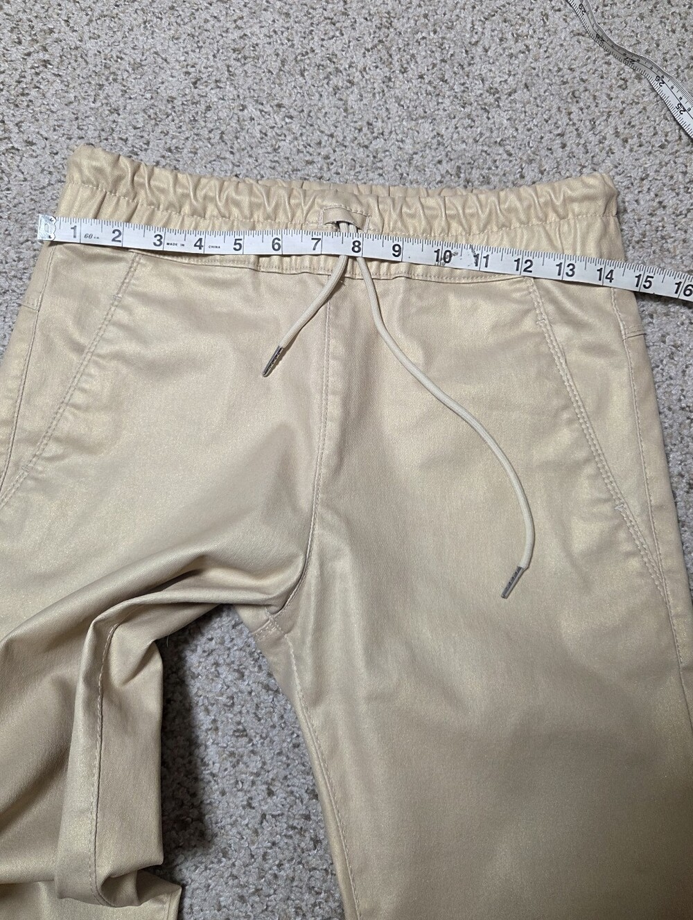 Bevy Flog Shely Gold Pull On Drawstring Pants Women's No Wrinkle Trousers 27 - Picture 7 of 10